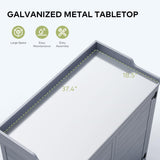 Outdoor Storage Cabinet & Potting Bench Table with Metal Top, Wooden Patio Furniture, Garden Workstation - Gray