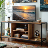 55 "L TV Stand for TVs up to 65", 65 inch TV stand with Storage Shelves for Living Room - Rustic Brown