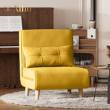 Convertible Chair Bed Futon Sofa with Adjustable Backrest, Accent Chair for Apartment, Bedroom, Office - Yellow