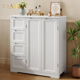 Wooden Bathroom Floor Cabinet with 4 Drawers & 1 Cupboard, for Living Room Entryway - White