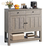 Aiho Console Table with 2 Storage Cabinets and 2 Drawers for Living Room - Gray