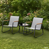 3 Piece Outdoor Rocking Bistro Set with Anti-Slip Strips, All-Weather Textilene Patio Set with Table for Lawn, Garden, Balcony, Poolside - Gray