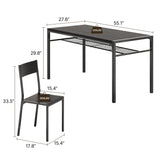 Dining Table Set for 6 , 7-Piece Kitchen Table Set for Small Space, Apartment, Kitchen, Dining Room, Space-Saving - Black