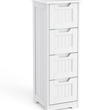 The Small Bathroom Floor Storage Cabinet with 4 Drawers - White