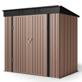 6'x 4' Outdoor Storage Shed with Lockable Doors & basic frame for Backyard Patio Lawns-Light Brown