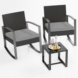 3 Pieces Patio Set Outdoor Wicker Furniture Sets with Coffee Table for Yard (Gray)