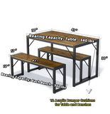 30.4" H Modern Dining Table Set for 4 with 2 Benches - Brown