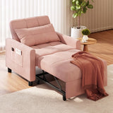 Cloud Corduroy Accent Chair, Deep Memory Foam Seat with Washable Zipper Cover & Arm Pillow, Modern Leisure Single Sofa for Living Room Bedroom Balcony, Orange
