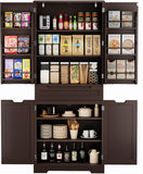 Noelse Kitchen Pantry Storage Cabinet With Doors, Noelse 71'' Large Kitchen Pantry with 1 Drawer and 6 Shelves for Kitchen Dining Room and Craft Room, Dark Brown