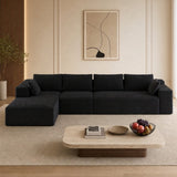 Lofka 134.3" Corduroy Sectional Sofa for Living Room L-Shaped Cloud Couch with Left-Facing Chaise