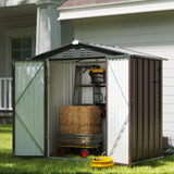 Asofer Shed and Outdoor Storage Shed, 6' x 4' Steel Tool Shed for Outside, Anti-Corrosion Storage House, Brown