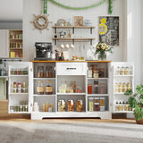 45’’ Kitchen Sideboard Buffet Cabinet with Storage Coffee Bar Cabinet with Drawer, Noelse Kitchen Pantry Storage with Door and Shelves for Bathroom and Living Room, White and Rustic