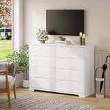 Asofer 8 Drawer Dresser for Bedroom, White Wood Storage Cabinet, Double Dresser for Bedroom Living Room