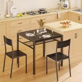 Dining Table Set for 2, 3 Piece Kitchen Table and Chairs Set for Dining Room & Kitchen-Black