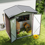Asofer Shed and Outdoor Storage Shed, 6' x 4' Steel Tool Shed for Outside, Anti-Corrosion Storage House, Brown