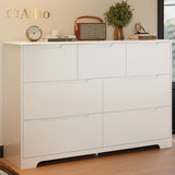 Aiho 7 Drawer Dresser, Wide Chest of Drawers Nightstand Storage Tower Storage Wooden Dresser for Living Room, Bedroom, Hallway - White