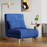 Convertible Chair Bed Futon Sofa with Adjustable Backrest, Accent Chair for Apartment, Bedroom, Office - Blue
