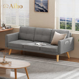 67” Sofa Couch with Soft Armrest Small Loveseat Sofa with 3 Comfy Pillows for Living Room, Bedroom, Office and Small Spaces - Light Gray