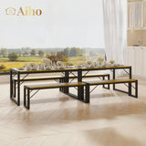 45.5" Dining Table Set for 4 with 2 Benches - Retro