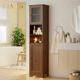 67.2"H Bathroom Storage Cabinet with Adjustable Shelves, 2 Doors for Bathroom, Kitchen, Living Room - Dark Brown