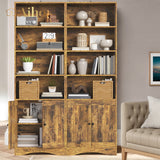71" H Bookcase, 6-Shelf Bookcase with Adjustable Shelves & Doors for Home Office, Living Room, Bedroom - Retro