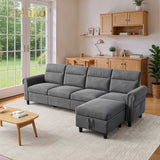 Aiho 93” L-Shape Modern Sofa, Cloud Couch with Deep Seat, Modern Modular L-Shape Sofa Couch with Chaise, Upholstered Couches for Living Room Bedroom - Gray