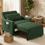 Convertible Sleeper Sofa Bed, Asofer 3-in-1 Pull-Out chair with Adjustable Backrest & Side Pocket, Futon Couch for Apartment & Office,Green