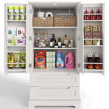 23.7 "W Pantry Cabinet with 2 Doors and 2 Drawers - White