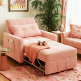 Convertible Sleeper Chair, Aiho 3-in-1 Convertible Sofa Bed Recliner Chair with Pull Out Couch - Pink