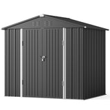Outdoor Storage Shed 8x6 FT Clearance, Lofka All-Weather Metal Shed with Lockable Doors, Waterproof & Rust-Resistant for Outdoors|Dark Grey