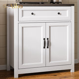 30" Kitchen Buffet Sideboard Cabinet, 1 Drawer and 2 Door Farmhouse Coffee Bar Storage Cabinet with Adjustable Shelf - Gray Desktop