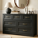 Lofka Dresser for Bedroom with 7 Drawers, Chest of Drawers with Metal Handles for Living Room, Black
