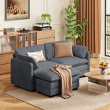 Noelse 2 Seater Cloud Couches for Living Room Modular Sectional Sofa with Movable Ottoman L Shaped Sectional Couch with Double Layer Upholstered Seat Cushion，Pet-Friendly Fabric, Gray