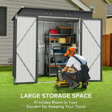 6x4 FT. Outdoor Storage Shed with Double Doors for Garden & Backyard, Dark Gray