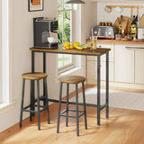 Bar Table Set for 2, Pub Table and 2 Bar Stools for Kitchen, Dining Room, Breakfast Nook and Home Bar, Retro