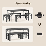 Wood Dining Room Dinette Sets with Metal Frame for Breakfast Nook and Small Space - Black