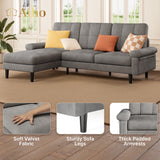 68 "L Futon, Couches and Sofas with Soft Armrest and 3 Comfortable Pillows - Dark Gray