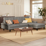 68 "L Futon, Couches and Sofas with Soft Armrest and 3 Comfortable Pillows - Dark Gray