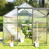 8' x 6' Greenhouse for Outside, Asofer Heavy Duty Polycarbonate Garden Plants Storage Shed, Aluminum Frame for Patio