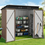 6' x 4' Outdoor Storage Shed with Double Lockable Doors for Backyard Patio Lawn - Light Brown