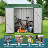 6' x 4' Outdoor Storage Shed with Double Lockable Doors for Backyard Patio Lawn - Green