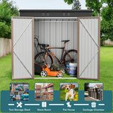 6' x 4' Outdoor Storage Shed with Double Lockable Doors for Backyard Patio Lawn - Light Brown