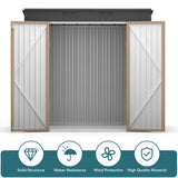 6' x 4' Outdoor Storage Shed with Double Lockable Doors for Backyard Patio Lawn - Light Brown