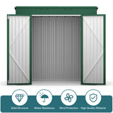 6' x 4' Outdoor Storage Shed with Double Lockable Doors - Green