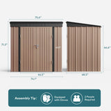 6'x 4' Metal Outdoor Storage Shed for Patio Lawn Garden, Backyard - - Light Brown