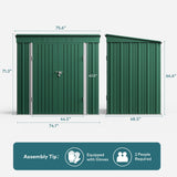 6' x 4' Outdoor Storage Shed with Double Lockable Doors - Green