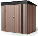 6'x 4' Metal Outdoor Storage Shed for Patio Lawn Garden, Backyard - - Light Brown