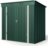 6' x 4' Outdoor Storage Shed with Double Lockable Doors for Backyard Patio Lawn - Green