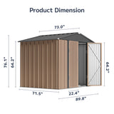 Asofer 8 x 6 ft. Outdoor Storage Shed with Lock, Galvanized Metal Tool Garden Shed Storage with Air Vent for Patio, Lawn