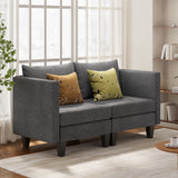 Asofer Sectional Sofa Couch with U-Shaped Connector, Modular Sofa for Living Room, Study, Dark Gray